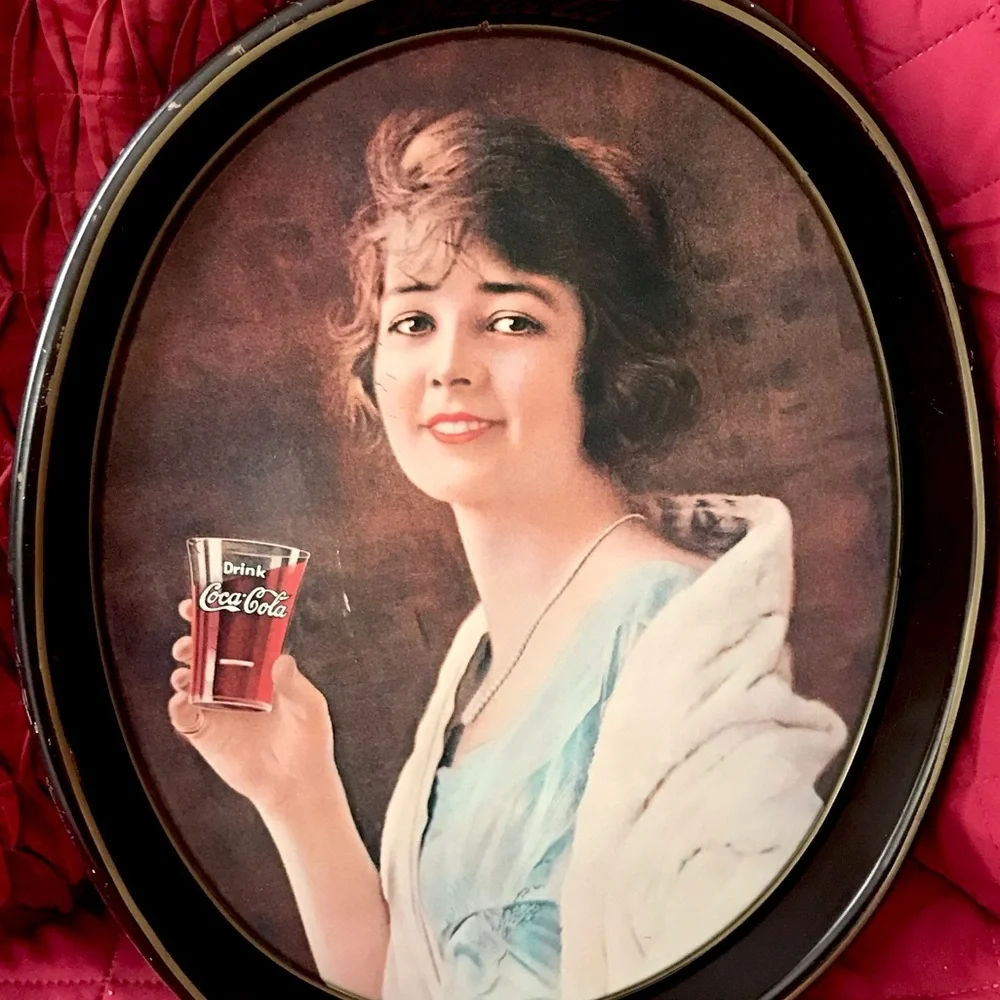 Vintage Coke Cola Oval Tin Metal Serving Tray 1923 Flapper Girl Advertisement